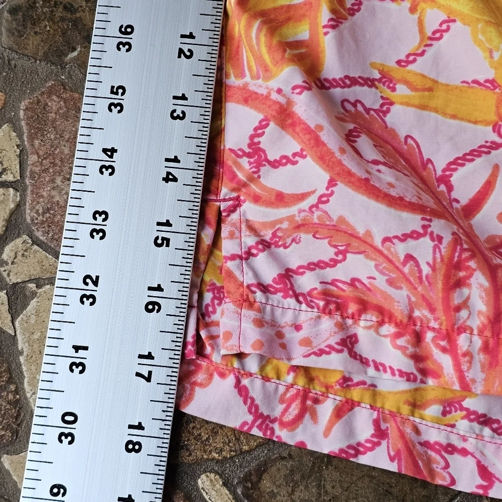 Lilly Pulitzer Men's Capri Trunk Yellow Pink Drawstring Mesh Lined Swim Shorts M